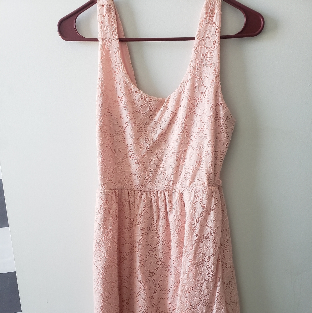 Pink lace mini dress